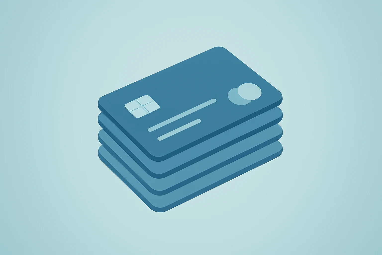 Flat vector of stacked credit cards merging into one deck symbolizing Citi CFO transition and bank reorganization.