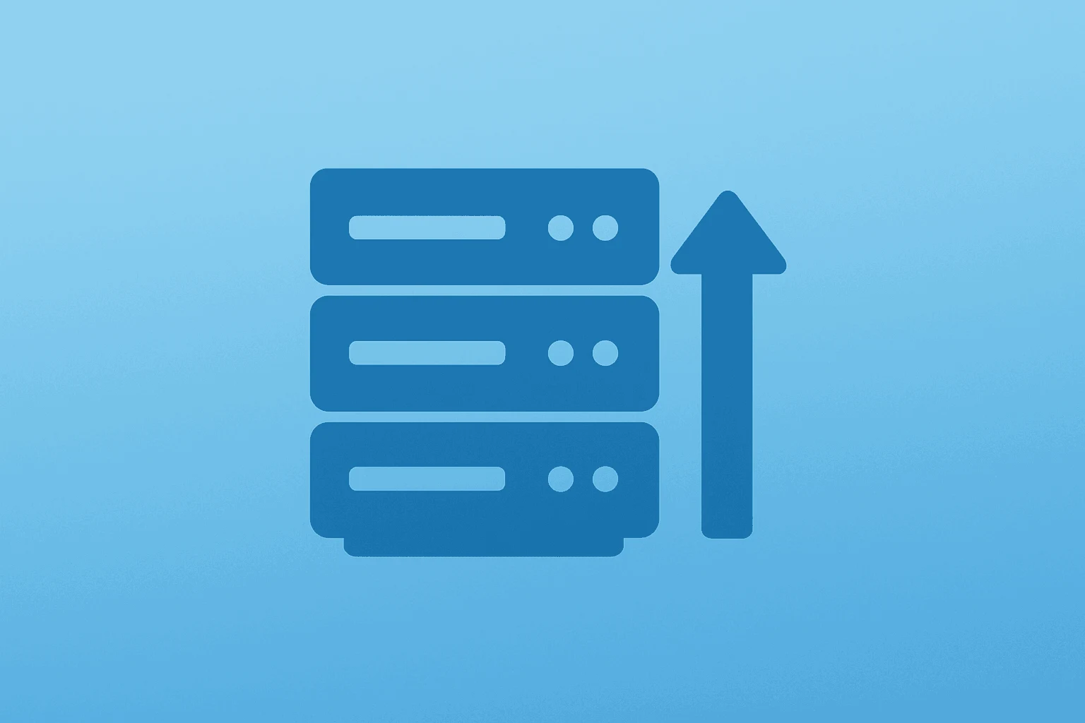 Flat filled vector of a server stack expanding to represent Alphabet added to Dow and rising megacap tech influence.