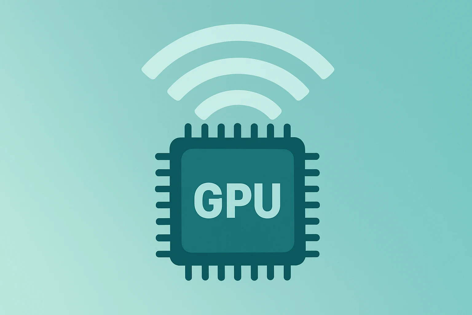 GPU chip with broadcast halo on a slate-ice gradient, symbolizing CoreWeave stock reaction to a CEO podcast rebuttal.