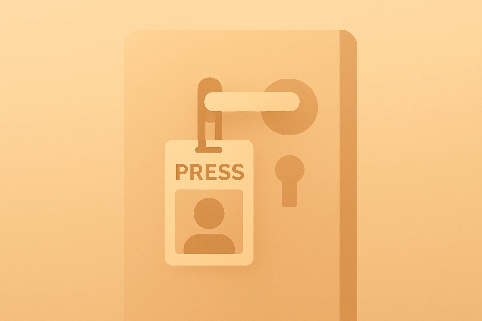 Flat vector of a press credential badge behind a locked door symbolizing New York Times Sues Pentagon access dispute