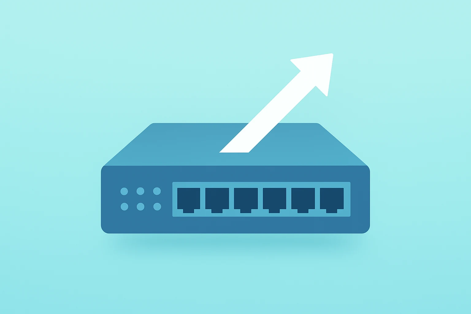 Flat vector server rack expanding forward to symbolize Arista Q4 results and a raised FY 2026 outlook driven by AI demand.