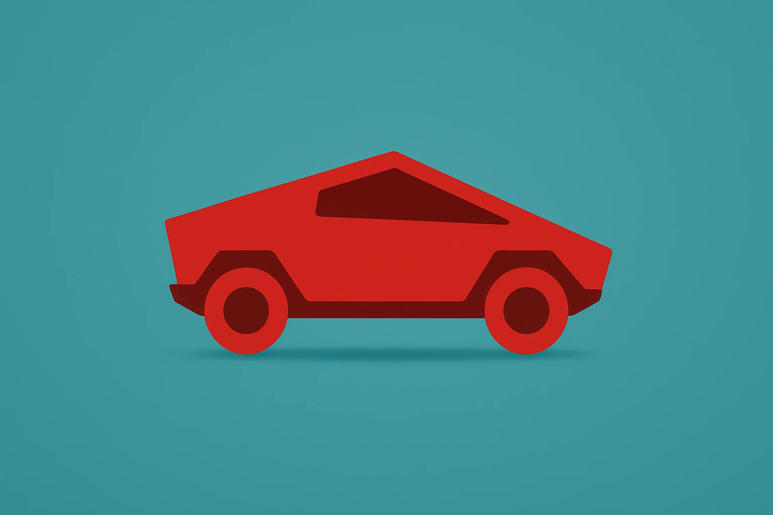 Minimalist vector cybertruck symbolizing program risk and Tesla Cybertruck Leader Departs.