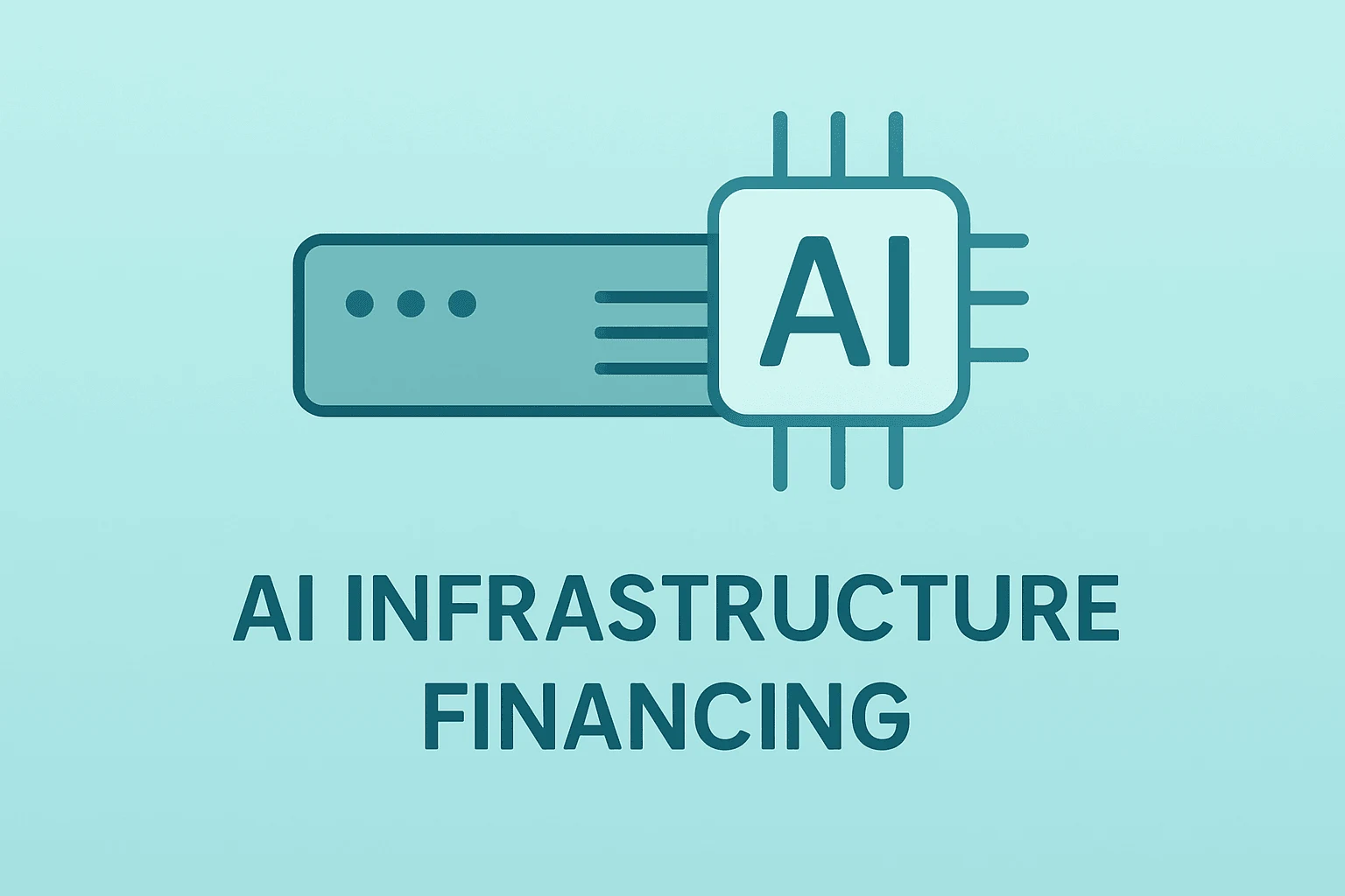 Centered flat vector server blade expanding compute core, symbolizing Alphabet equity offering for AI capacity.
