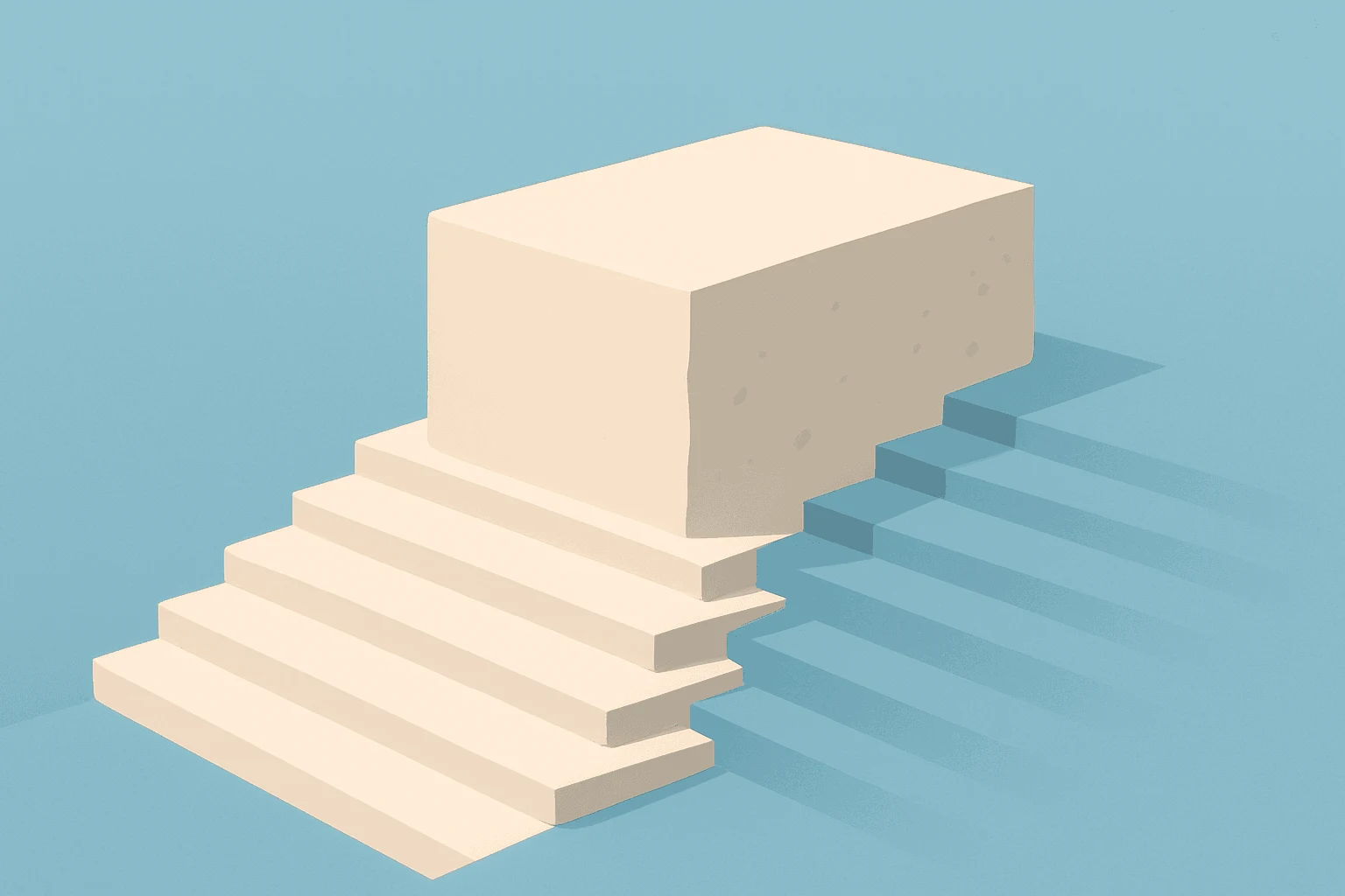 Flat filled vector of a limestone quarry block expanding to suggest scale for the Martin Marietta acquisition.