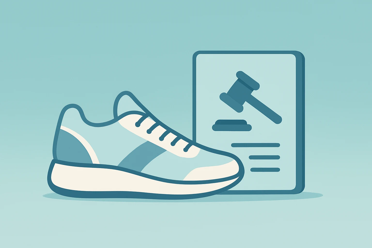 Stylized flat-vector sneaker with a cracked sole and shadow, symbolizing the Nike EEOC investigation and DEI scrutiny.