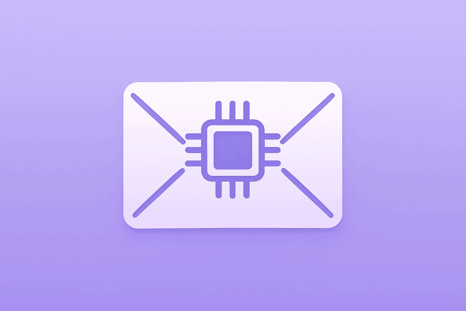 Flat vector of an envelope with a neural chip evoking Agreement Management for DocuSign earnings, subtle shadow.