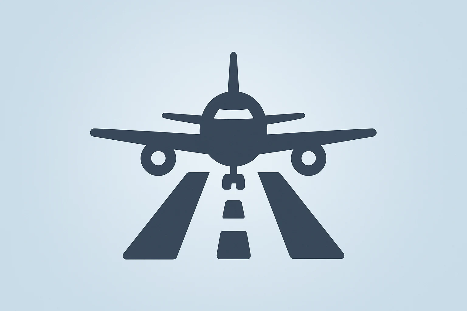 Flat-vector centered airplane and grounded runway icon representing Delta shutdown impact and FAA-mandated flight reductions.