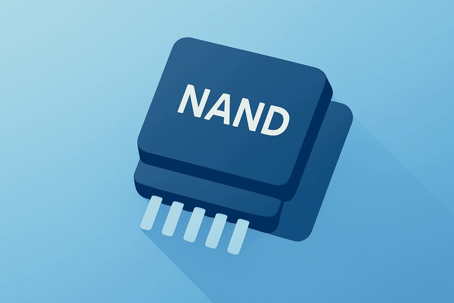 Flat vector illustration of a stacked chip module symbolizing High Bandwidth Flash standardization and consortium validation.