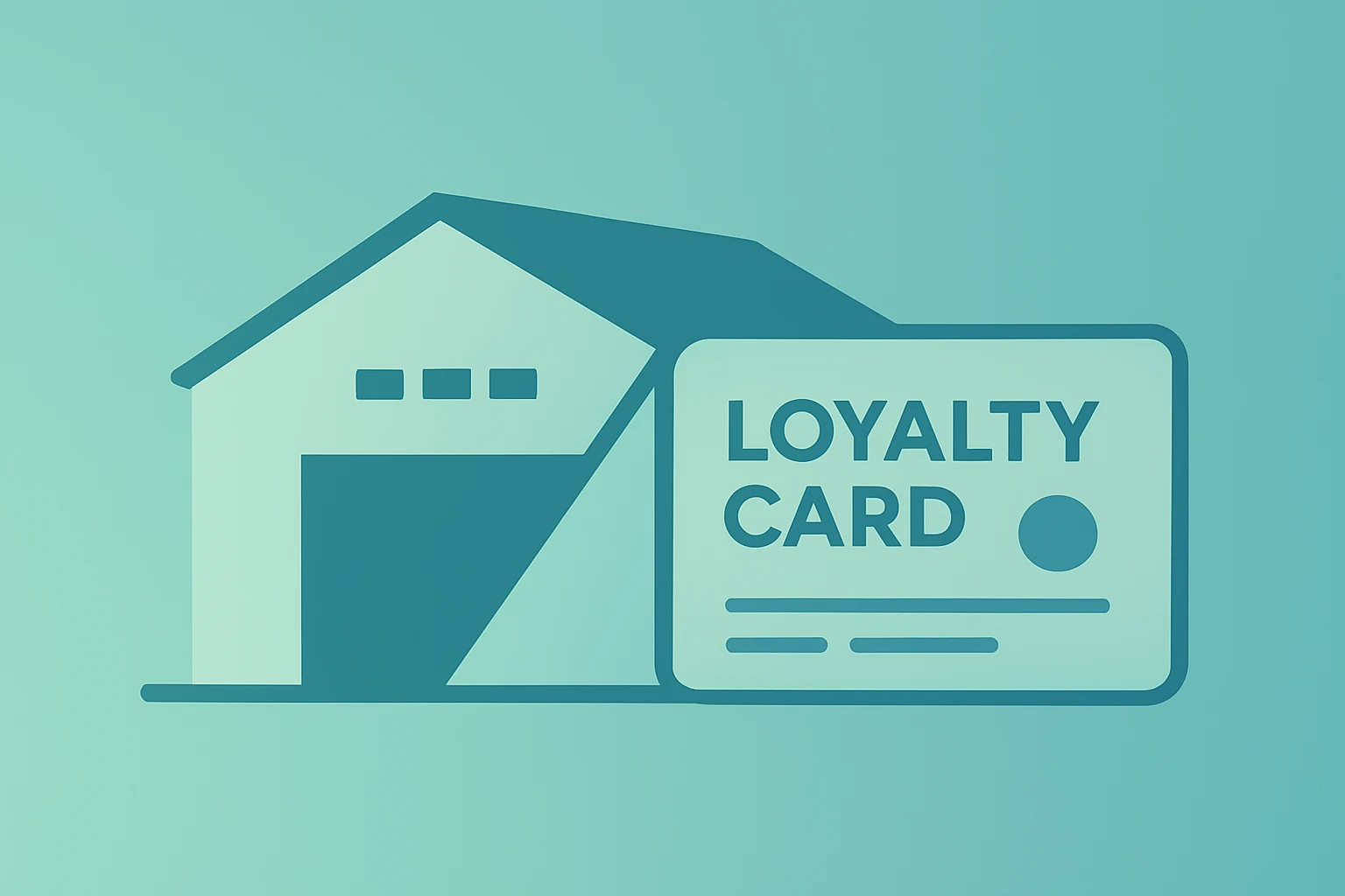 Flat-vector warehouse and loyalty-card icon symbolizing Costco Q2 earnings driven by membership fees and digital sales.