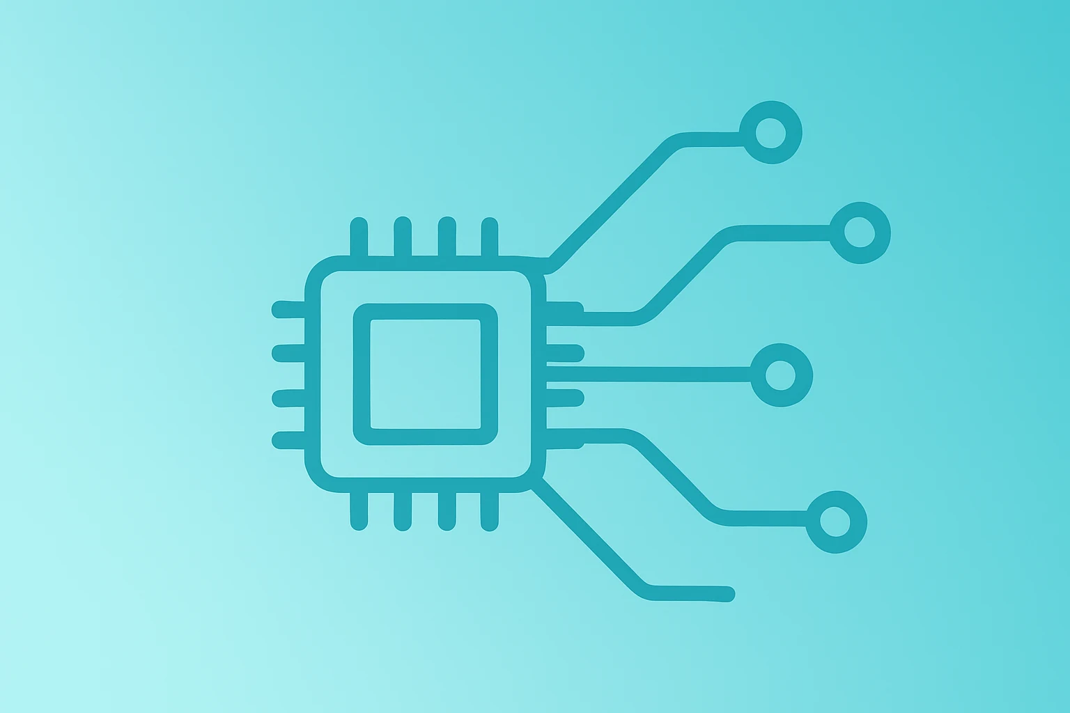 Flat vector showing a single microchip signaling an outlook shift for Texas Instruments earnings and Q1 guidance.