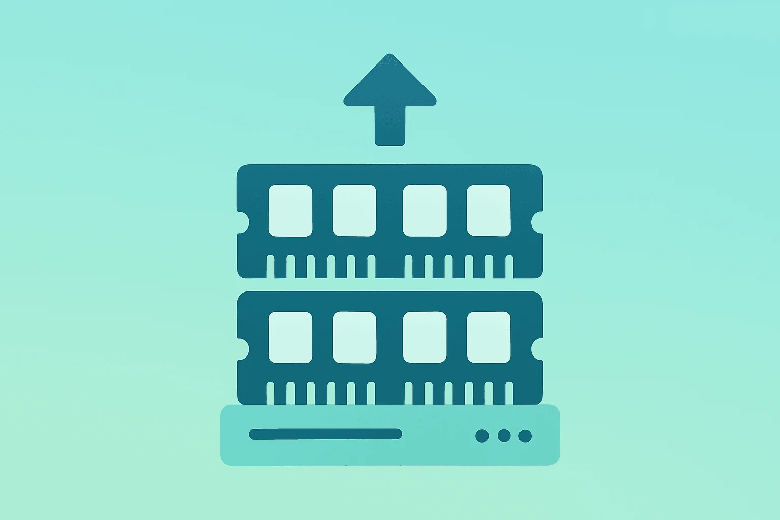 Flat filled vector of stacked memory chip and server stack symbolizing SK Hynix $1 trillion AI-driven valuation re-rating.