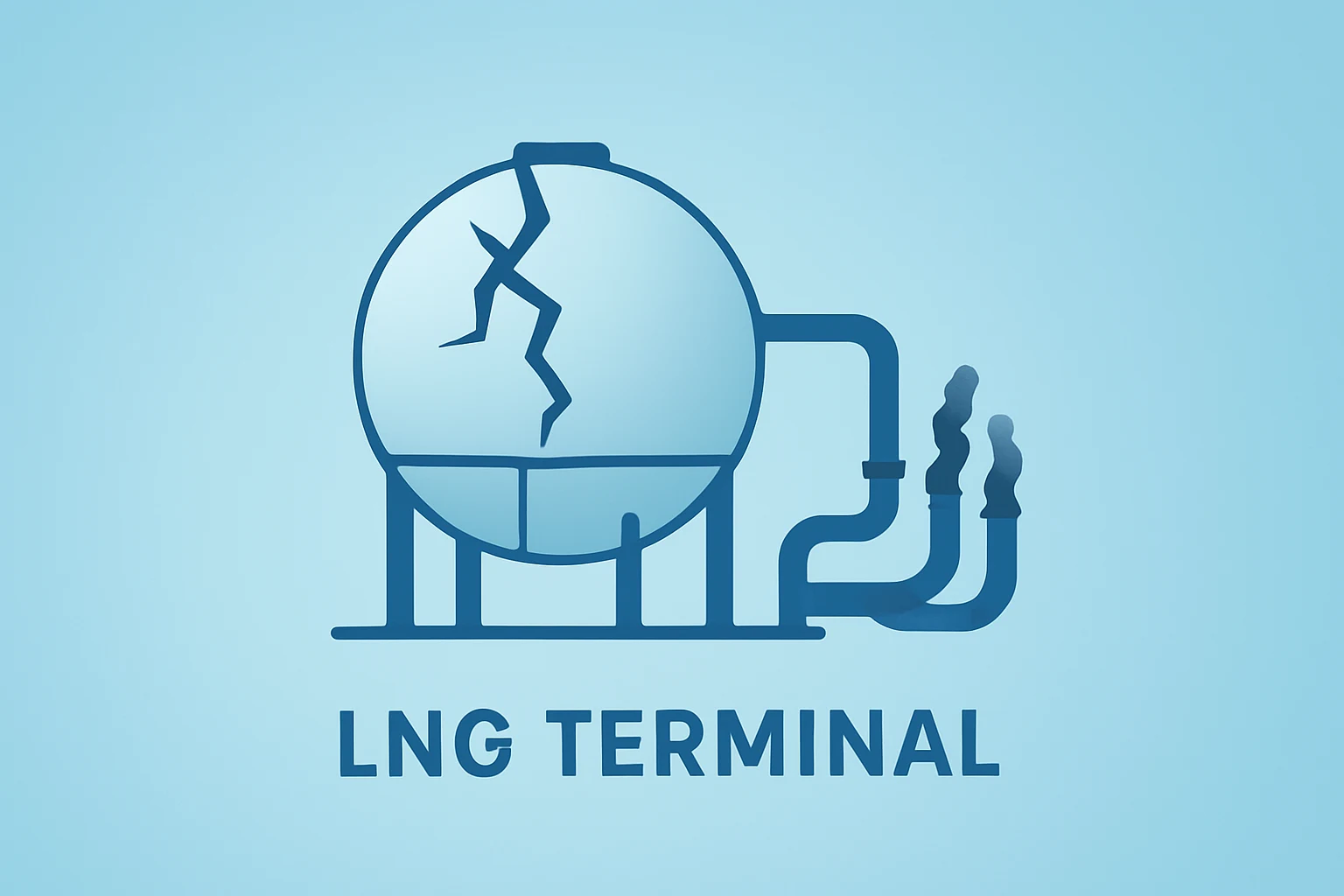 Stylized flat-vector oil rig and damaged gas terminal motif on a smooth gradient, U.S. Stocks Selloff context.