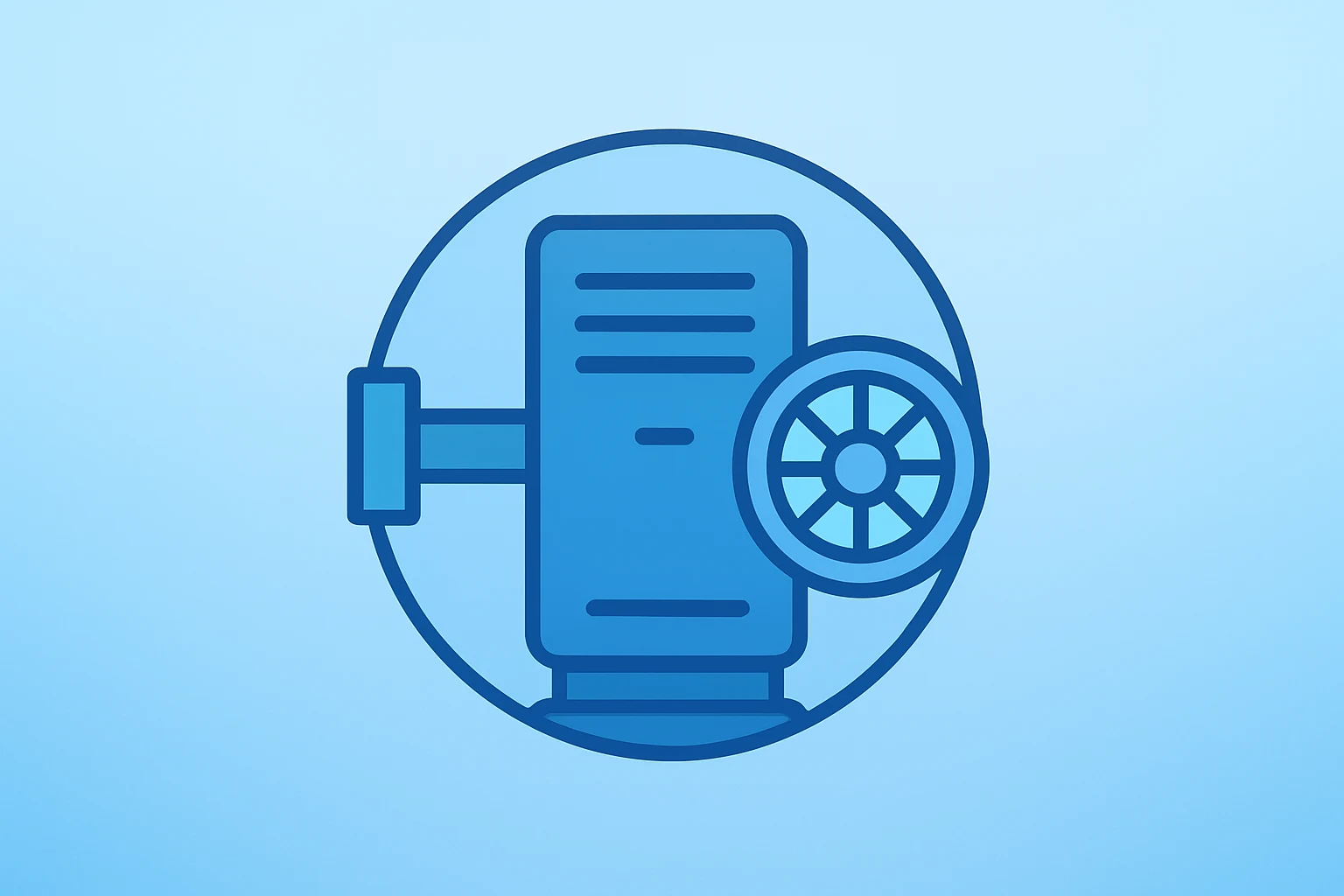 Flat vector server with secured vault motif illustrating TikTok U.S. sale and domestic cloud stewardship.