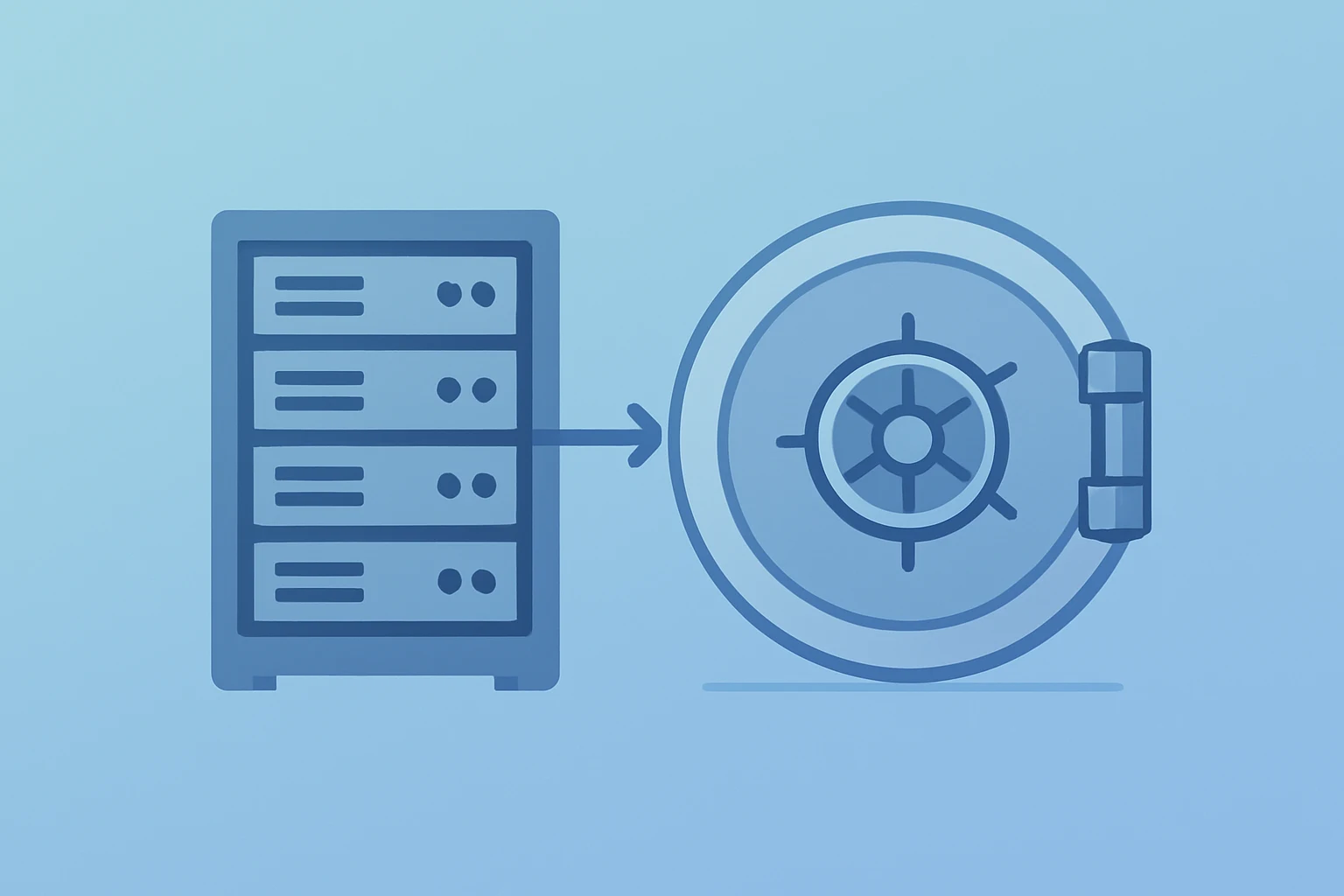 Flat vector of a server rack merging into a reinforced lending vault symbolizing CoreWeave financing and AI cloud capacity expansion.