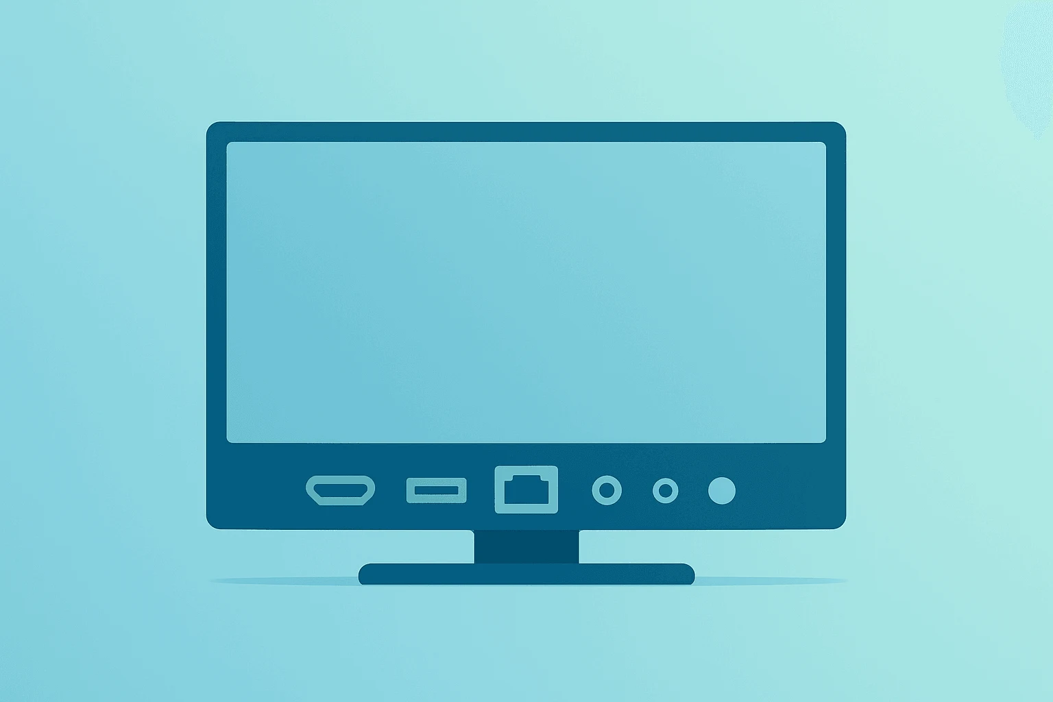 Flat filled vector of a smart TV chassis expanding ports to represent Fox to Acquire Roku and CTV advertising scale