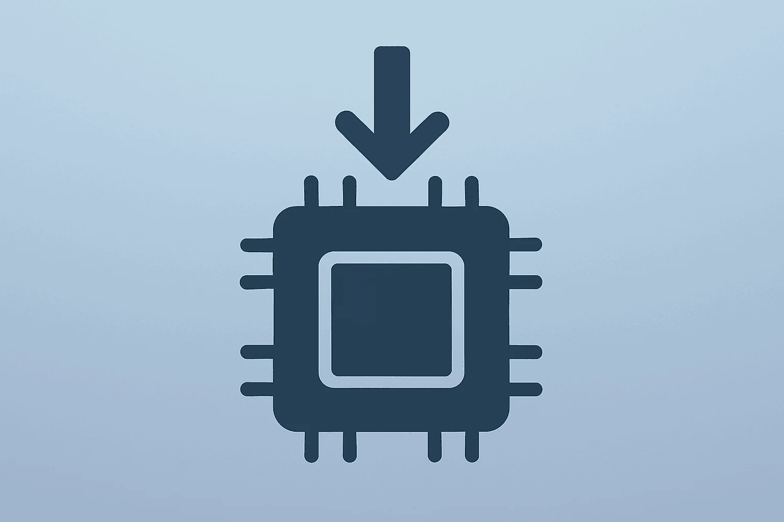 Flat vector of a semiconductor chip dimming inside a server rack to illustrate tech stocks drop amid rising yields and oil.