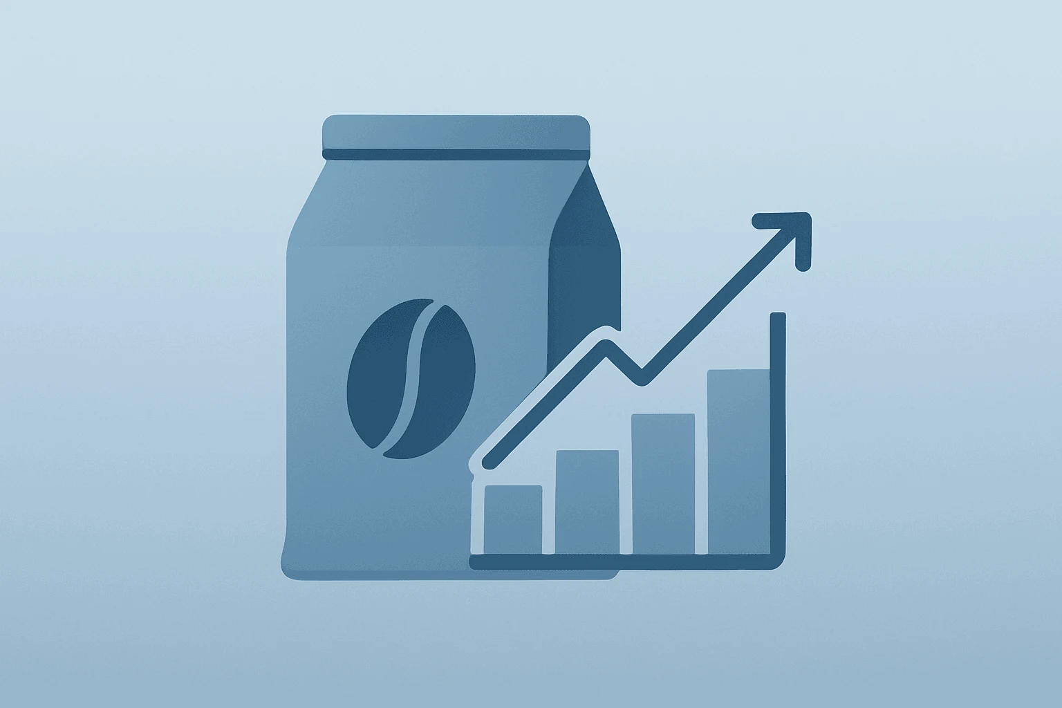 Flat vector coffee bag fused with a report panel symbolizing J.M. Smucker Q1 earnings rebound and raised fiscal 2027 guidance