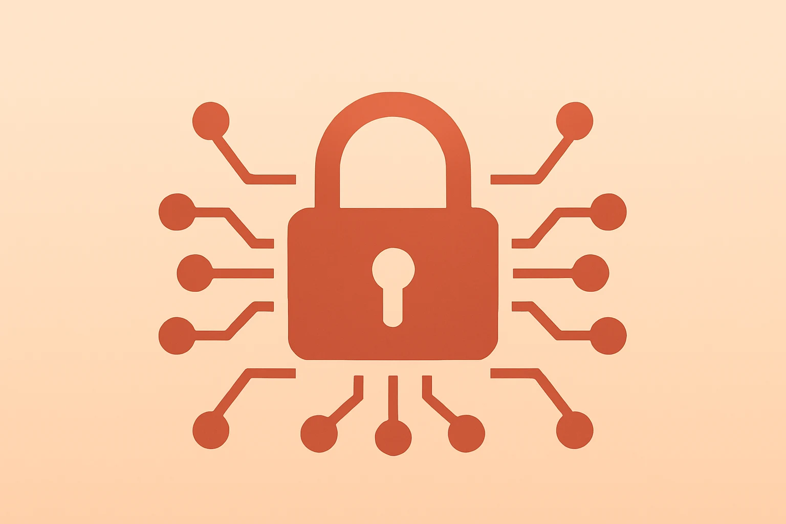 Centered flat vector server fused with a circuit representing Identity Governance momentum for Okta Q3 earnings.