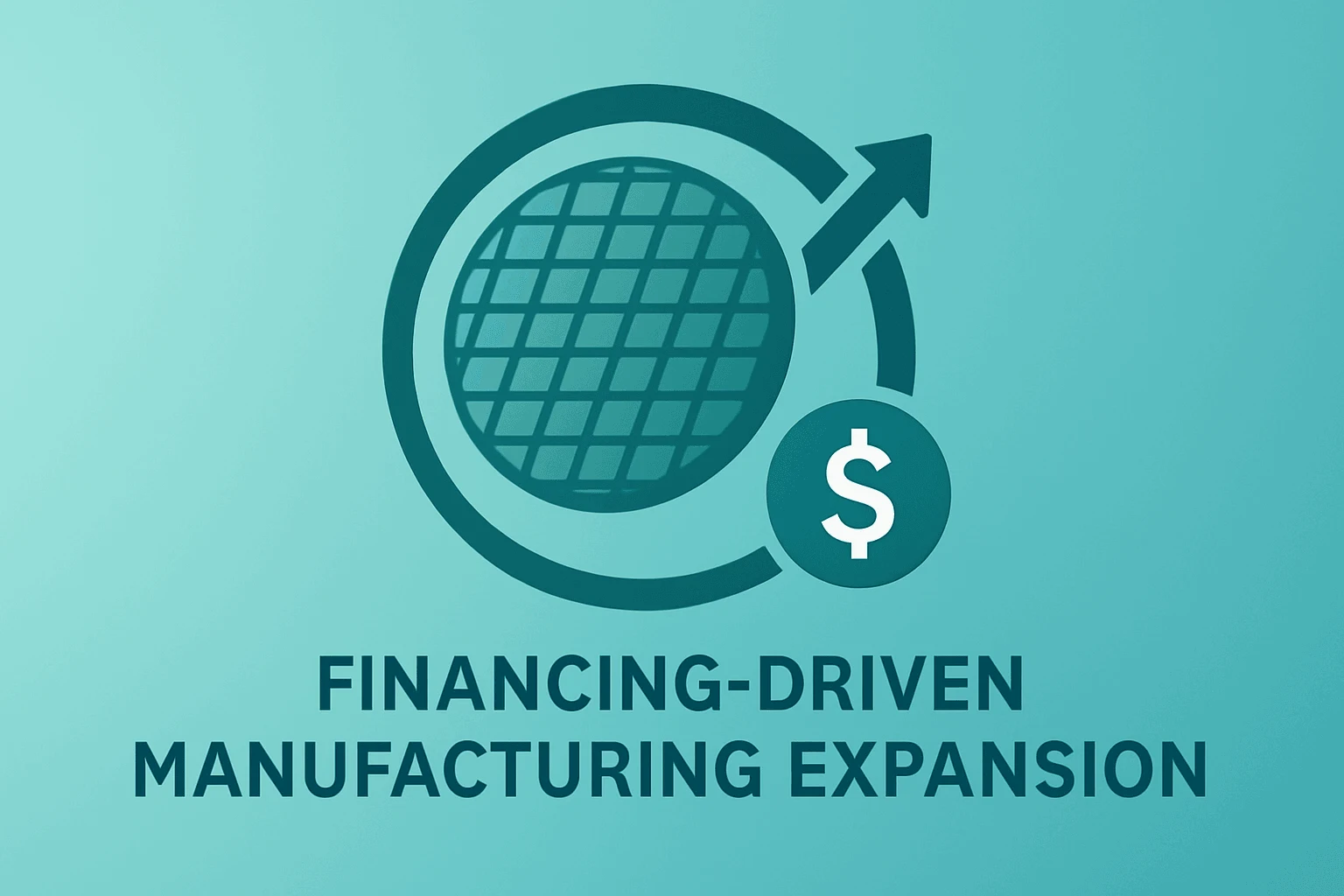 Flat-vector photonic wafer representing POET Technologies financing and manufacturing expansion on a graphite-frost gradient.