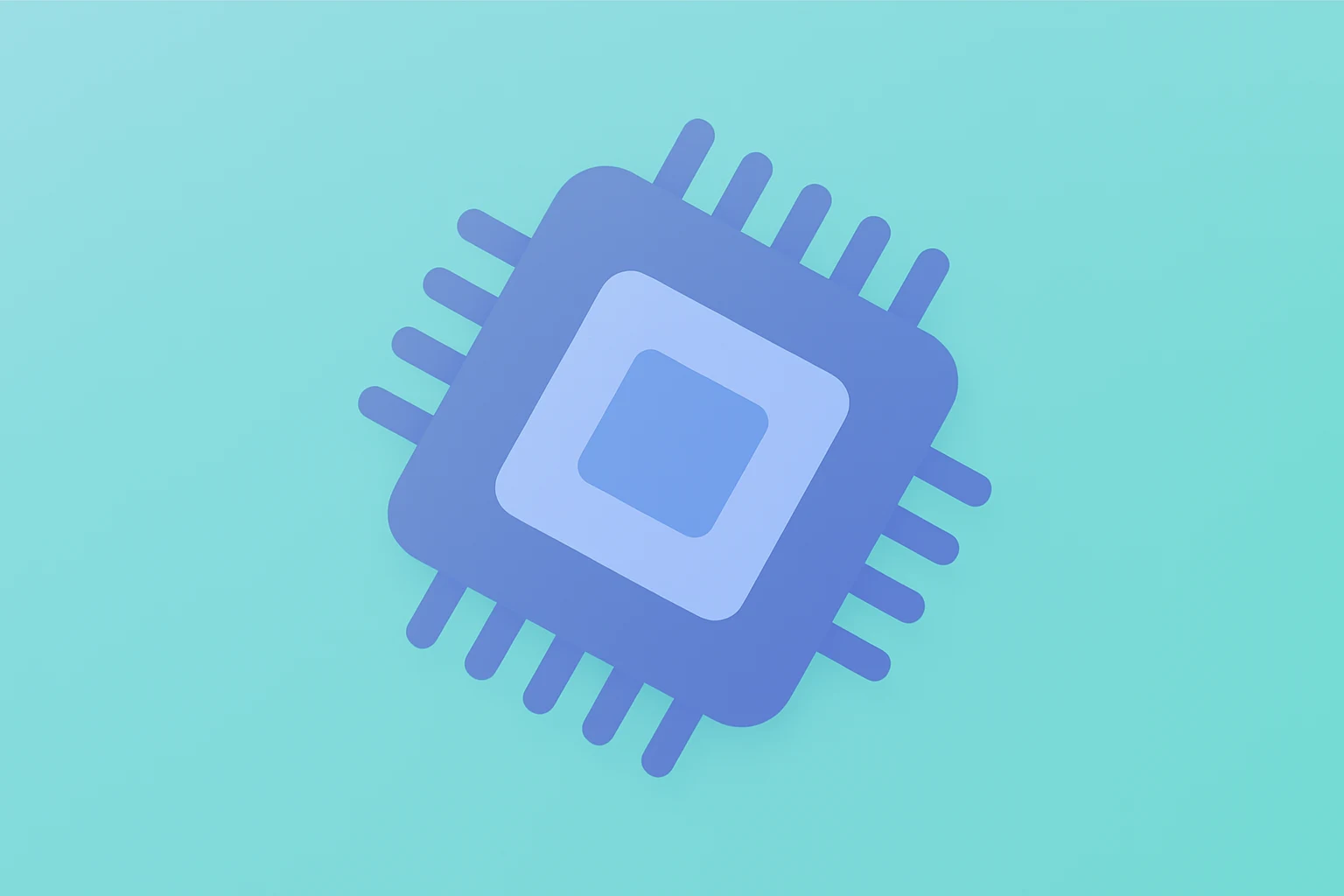 Flat filled vector of a semiconductor chip with a bright core and subtle shadow to symbolize Arm Holdings Q3 Results.