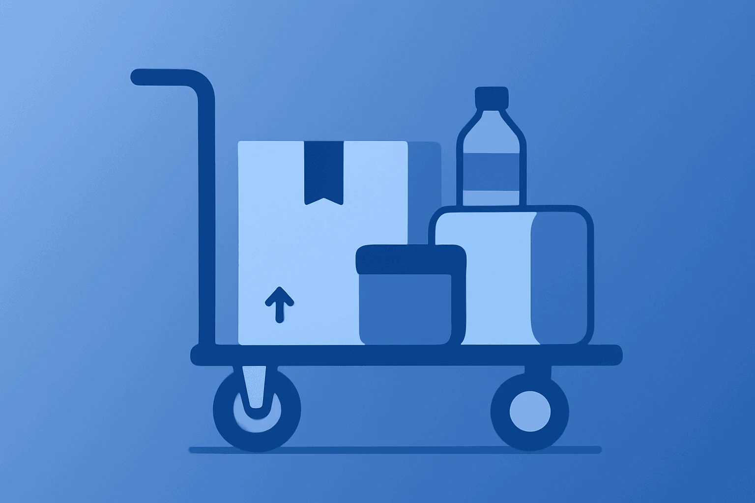 Flat filled vector of a warehouse cart symbolizing Costco Q3 2026 earnings and membership sales on a light smooth gradient.
