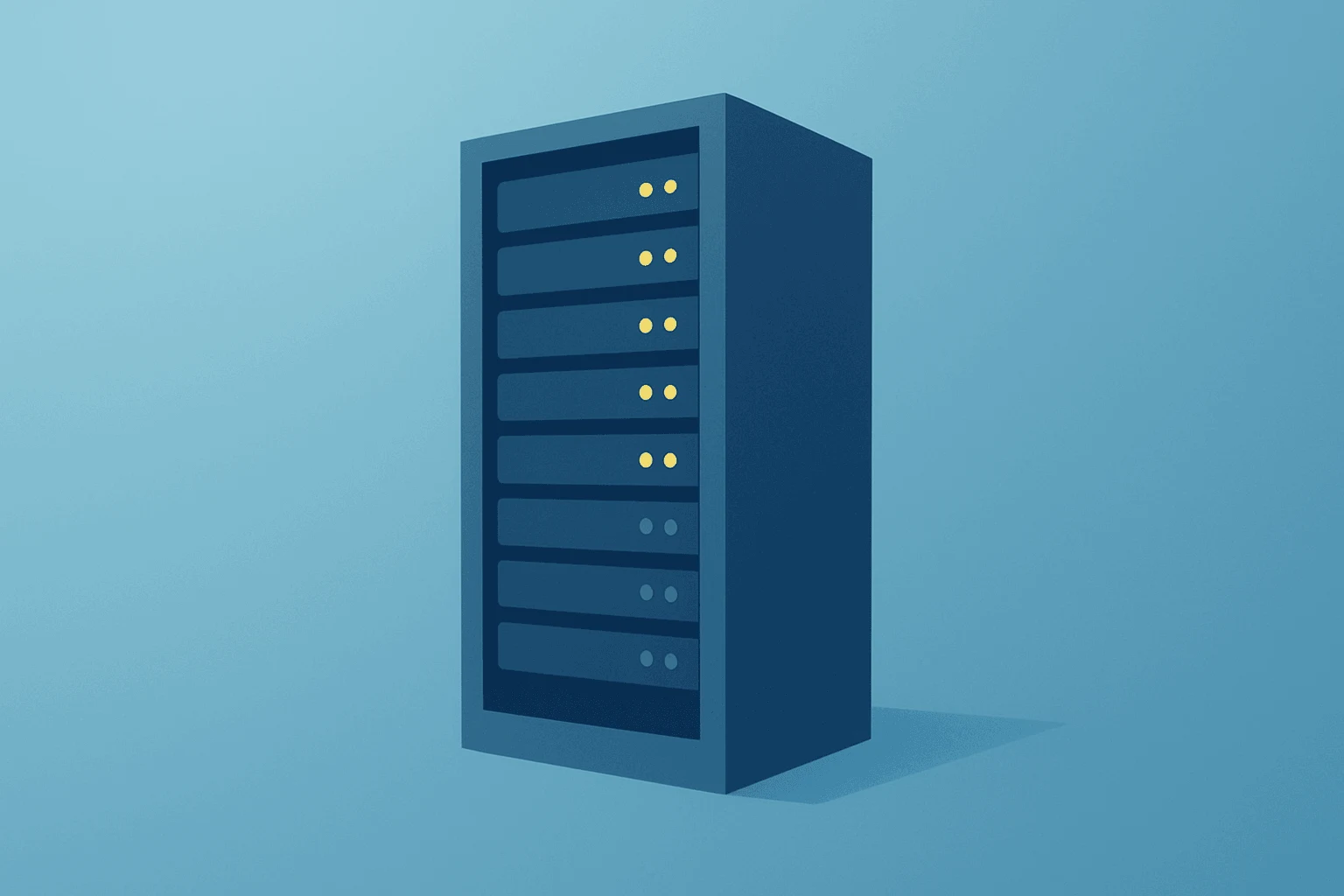 Flat-vector storage server with dimming lights contrasting SanDisk earnings strong quarter with cautious Q1 guidance.