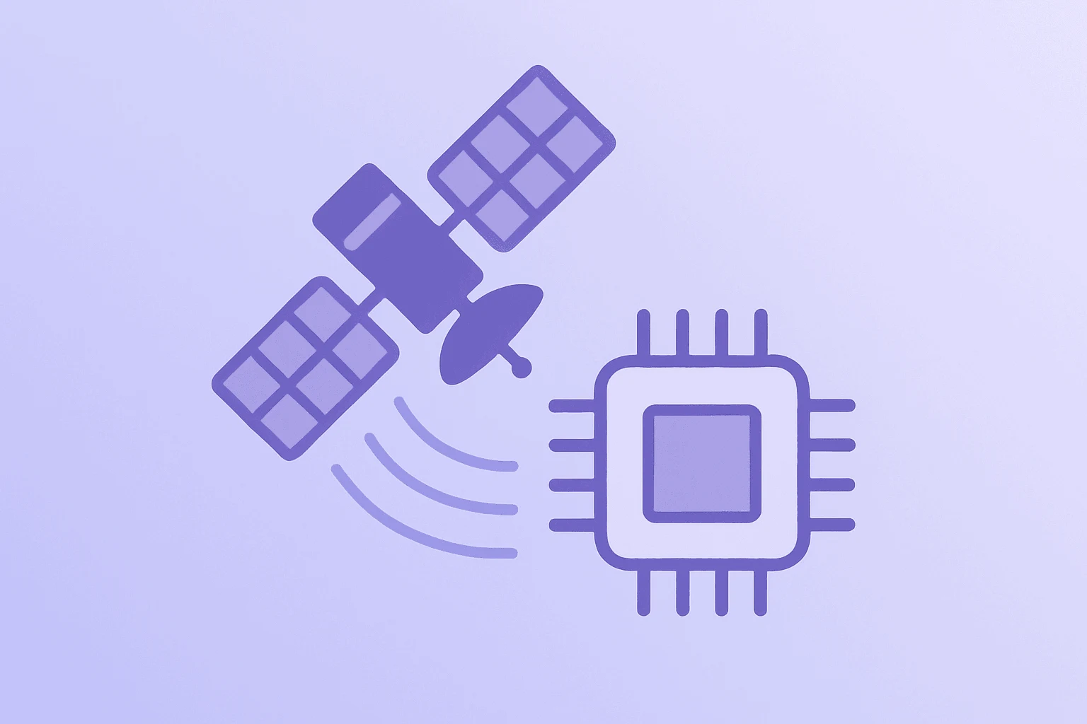 Flat vector server-satellite hybrid centered on a compute core symbolizing the SpaceX Cursor deal and Colossus access.