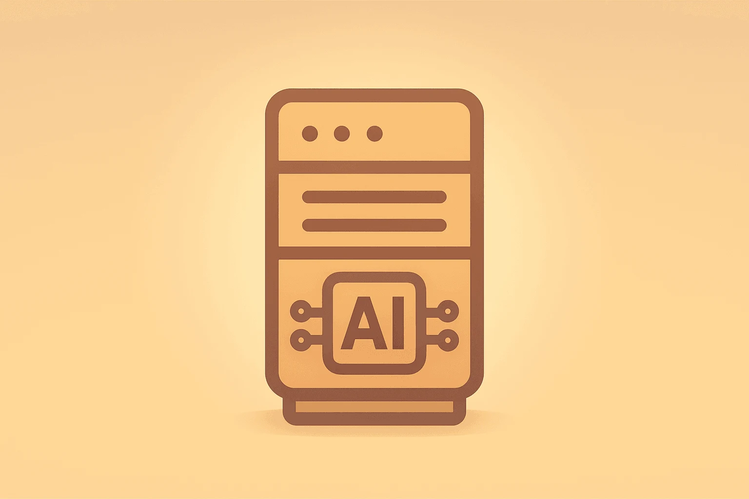 Flat vector of an AI server under a dimming compute glow symbolizing the Anthropic AI pause and governance slowdown.