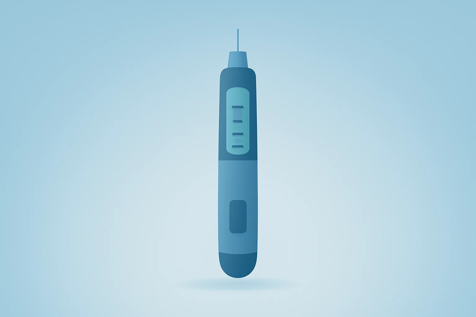 Flat vector injector pen and vial symbolizing Pfizer obesity drug, earnings beat and policy-driven profit risk.
