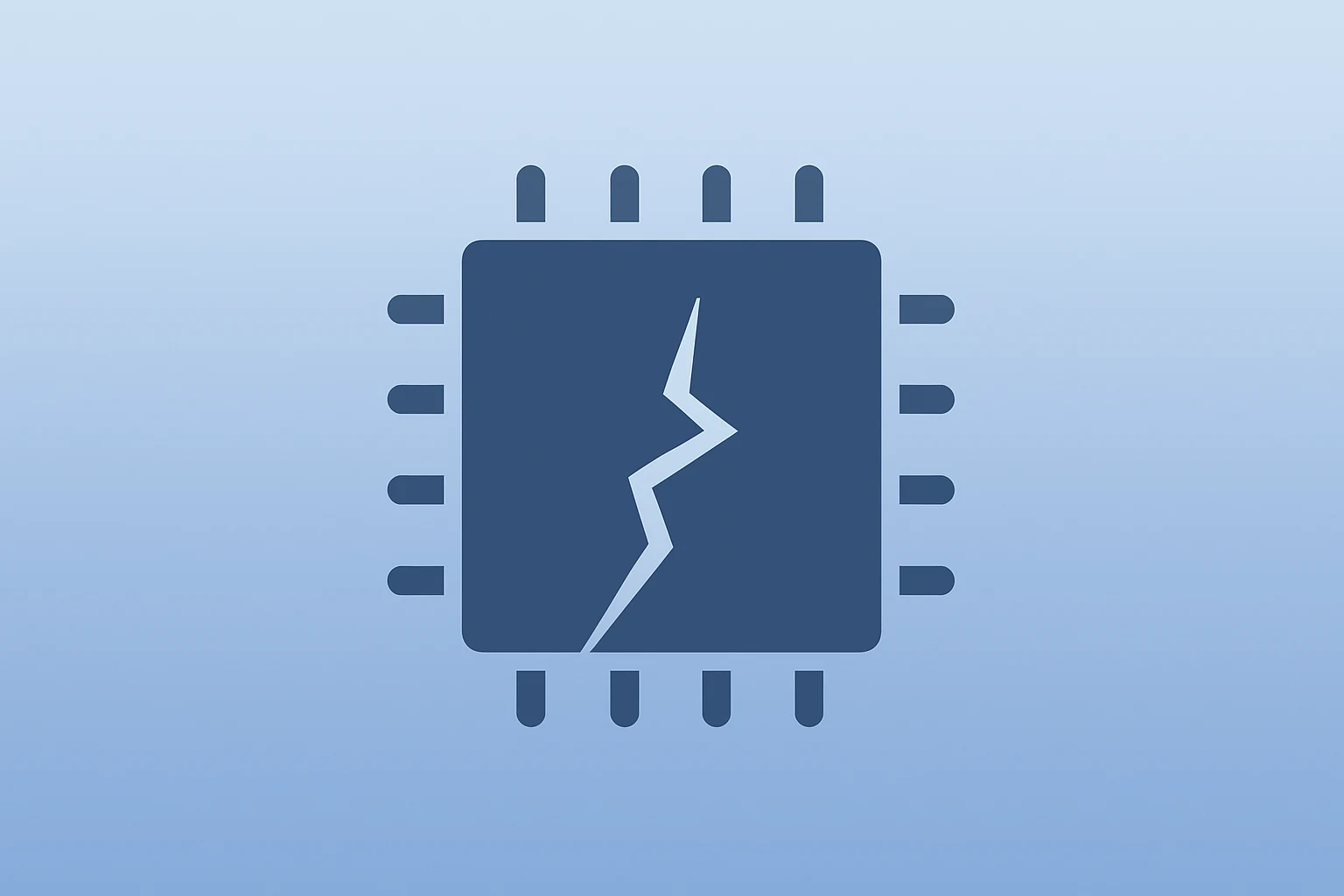 Flat vector of a server chip dimming under a spotlight to represent Nvidia Q4 earnings uncertainty around Blackwell ramp.