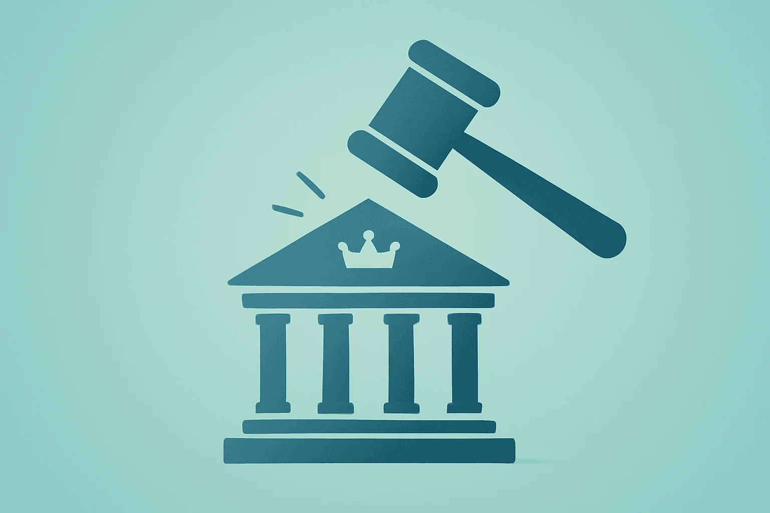 Flat vector cover of a courtroom gavel resting on a Fed podium to signal Trump Threatens To Fire Powell amid DOJ probe