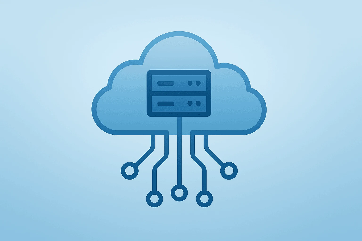 Flat vector of a cloud server with pulsing circuit waves to symbolize Salesforce earnings event risk and options volatility.