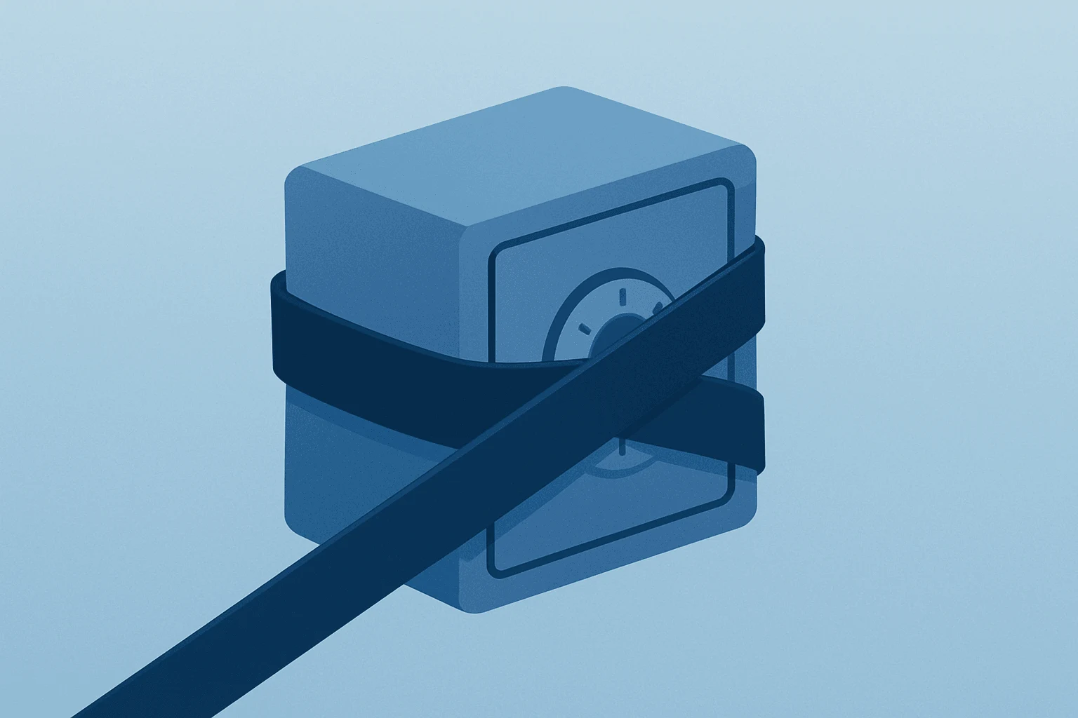 Flat vector of a reserve vault wrapped by a tightening band to symbolize Fed minutes' hawkish tilt.