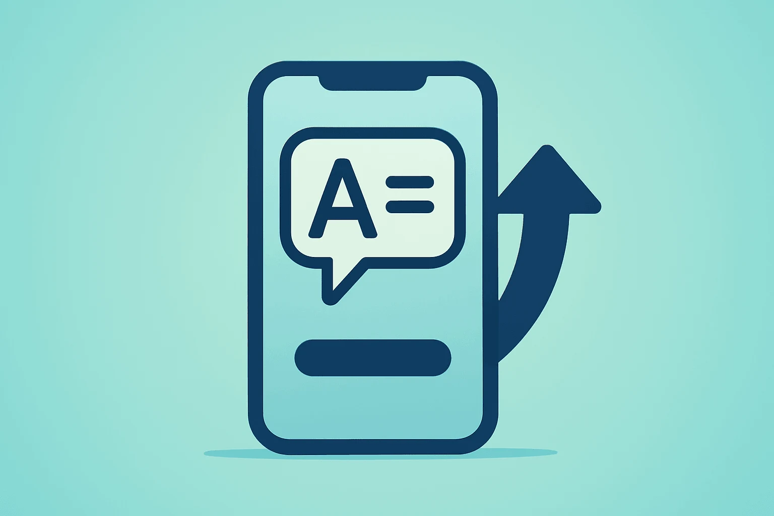 Flat filled vector of a stylized language-learning app device with subtle shadow to suggest Duolingo upgrade momentum.