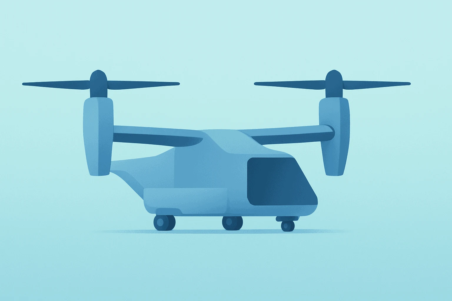Flat filled vector showing a tiltrotor cargo aircraft representing Archer Halo VTOL and dual-use cargo and defense missions.