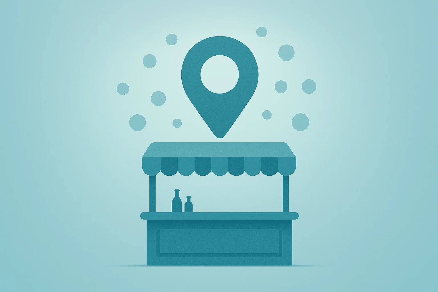 Flat filled vector representing Wingstop earnings, showing a restaurant shell with growing location dots and weak comps.