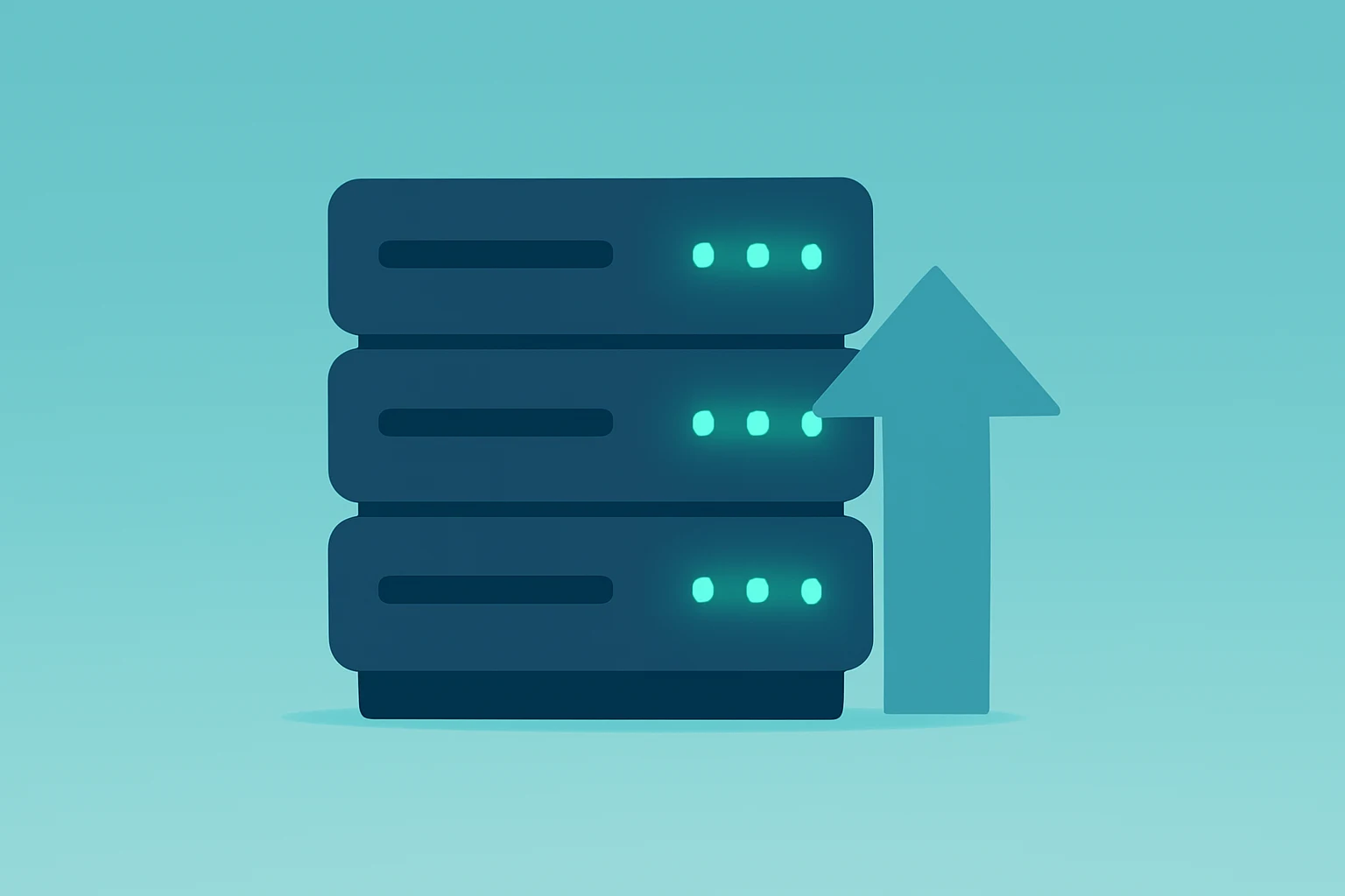 Flat vector server rack representing CoreWeave Q4 2025 results, showing AI-driven demand and a near-$67 billion backlog.