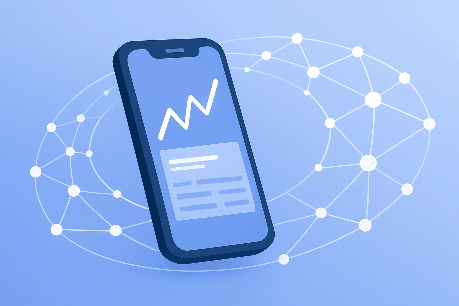Flat vector of a mobile trading terminal evoking Robinhood 24/7 trading, AI agents and regulatory scrutiny.