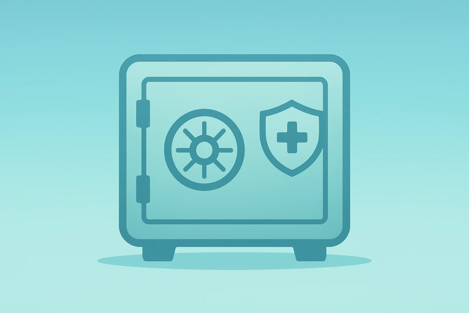 Flat vector of a health insurer vault with a dimming light to symbolize UnitedHealth earnings and a softer revenue outlook.