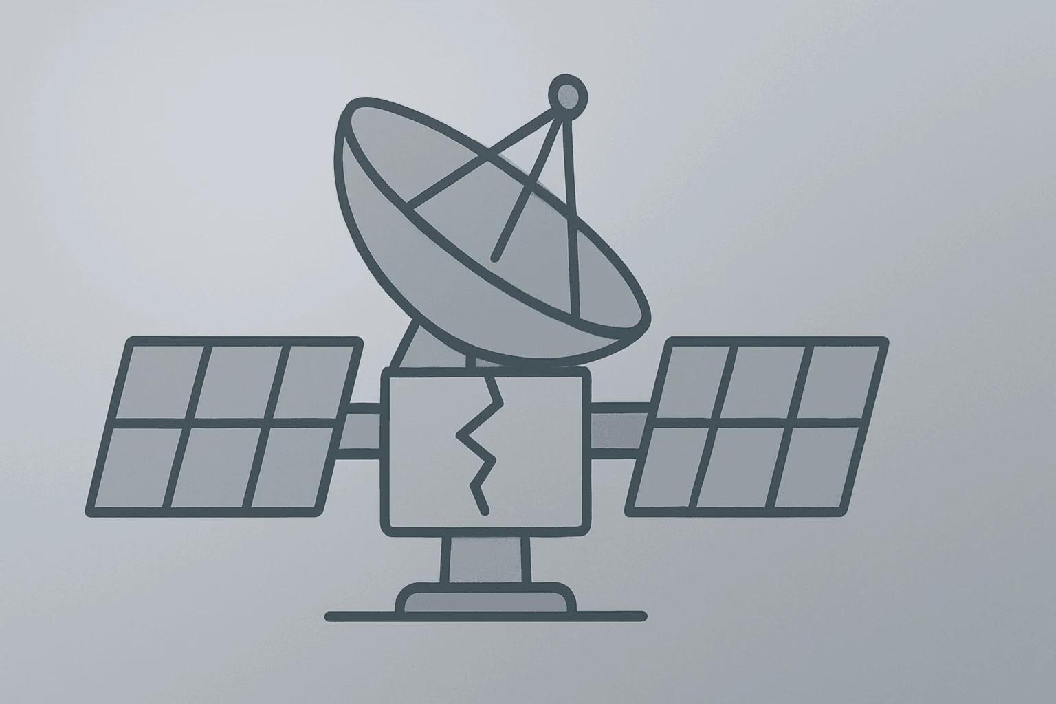 Flat vector satellite platform in a contained frame with subtle shadow lift, evoking Northrop Grumman earnings and cash-flow timing.