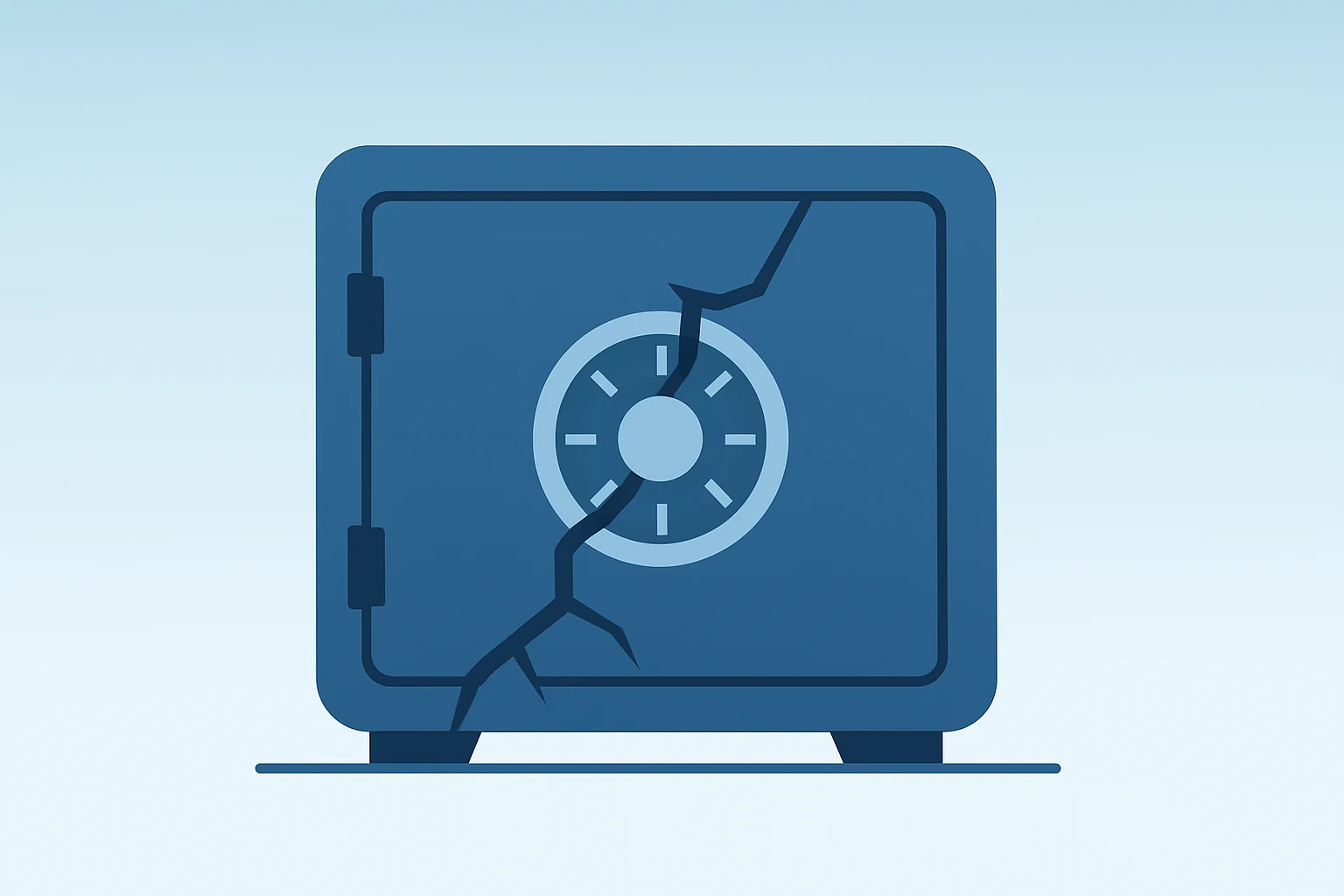 Flat vector of a broken customs vault symbolizing tariff revenue at risk from the Supreme Court Trump tariffs case.