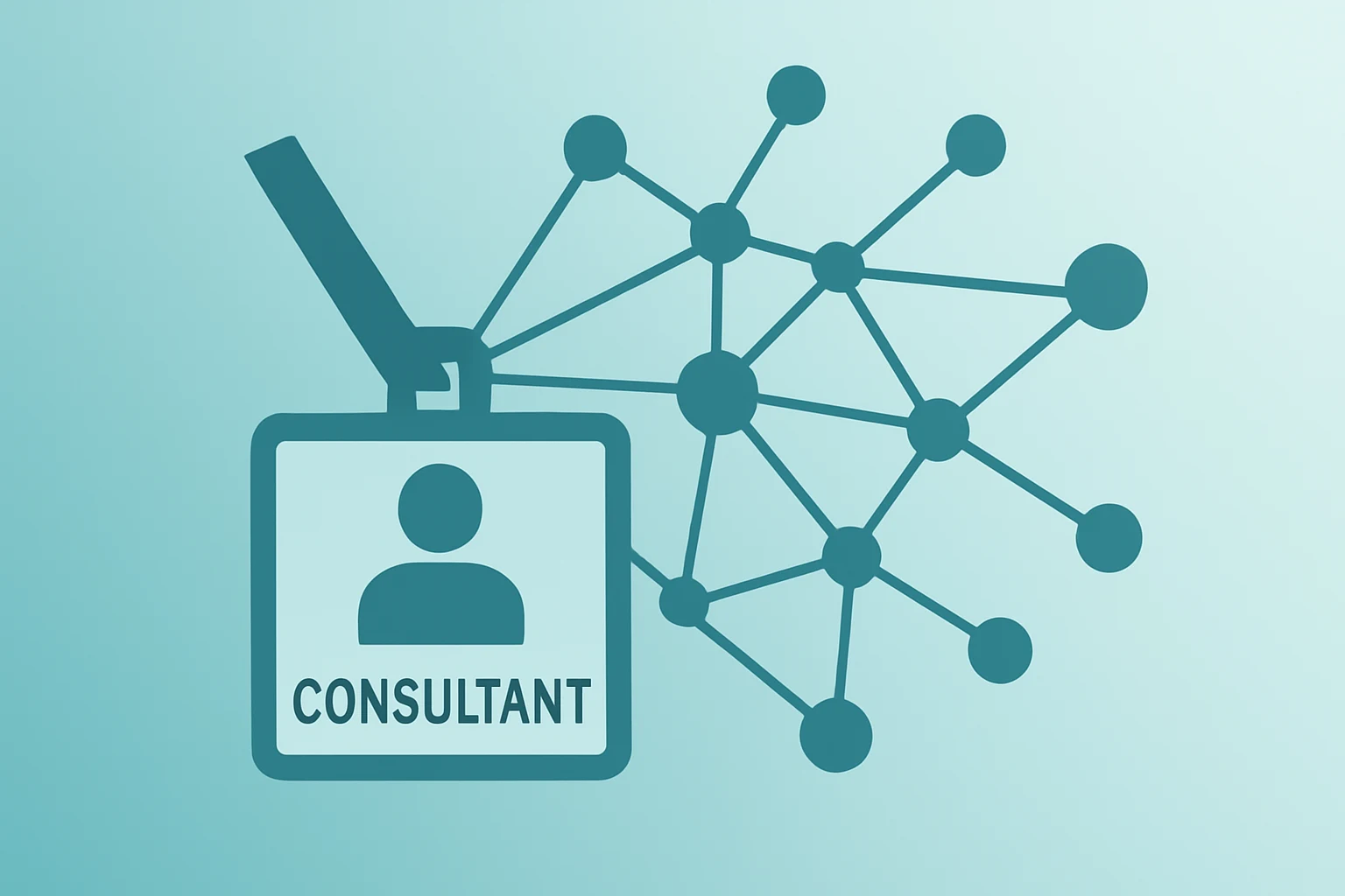 Flat filled vector of a consultant badge expanding network symbolizing the Accenture Anthropic partnership.