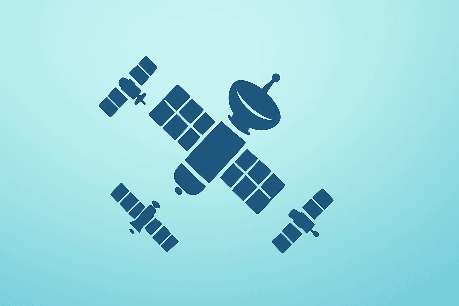 Flat vector satellite cluster with a constrained aperture evoking SpaceX IPO uncertainty and bank-backed deal expectations.