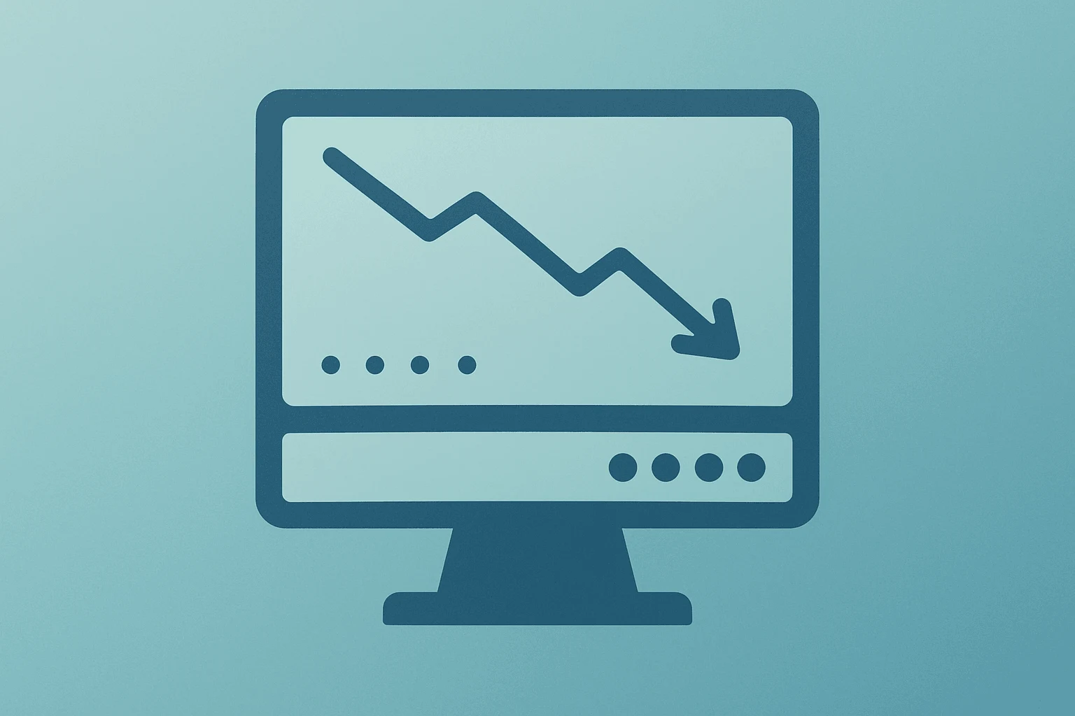 Diagonal flat-vector monitoring console with dimming status lights representing Datadog earnings and a post-earnings selloff.