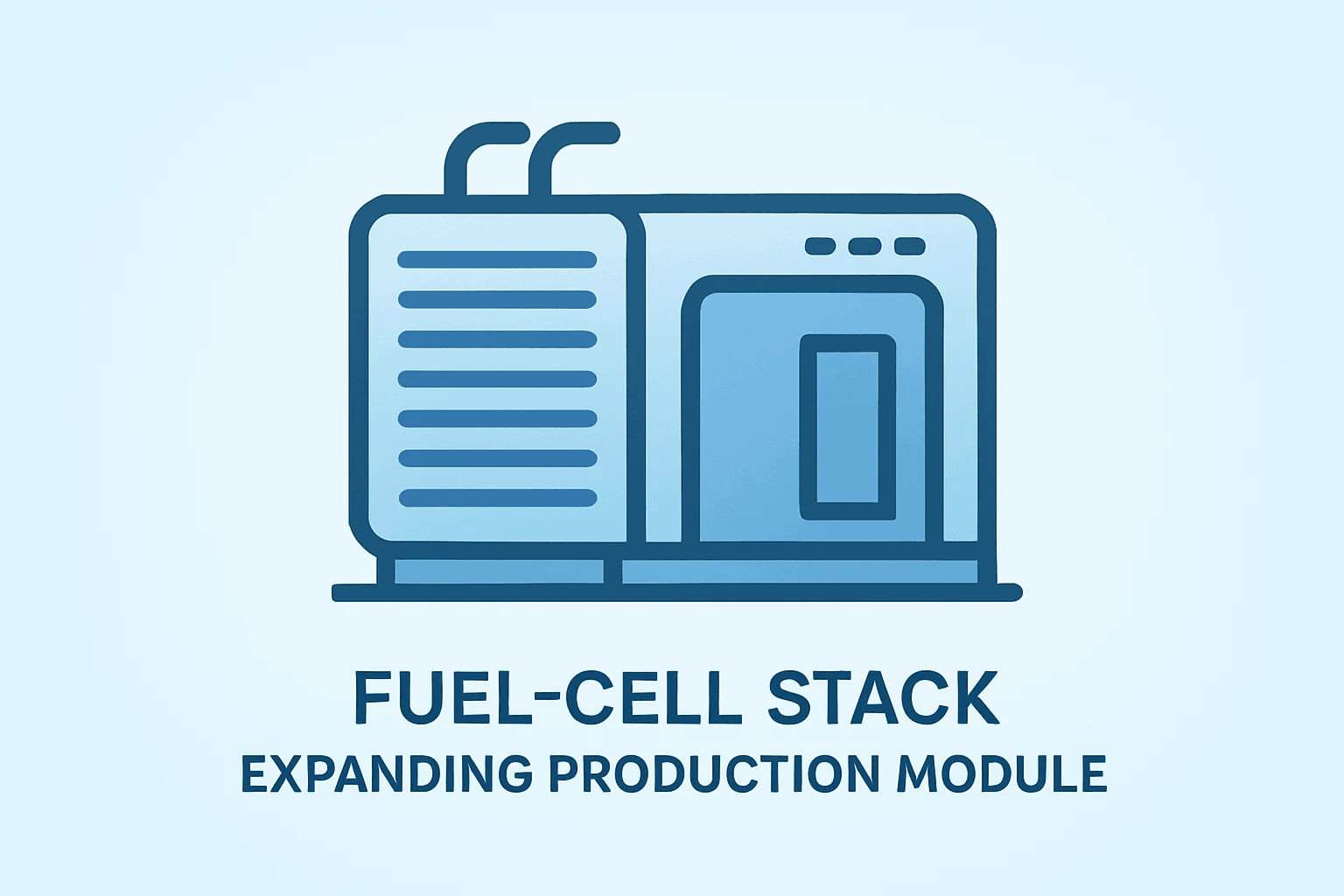Flat filled vector of a fuel-cell stack expanding to represent growth tied to FuelCell Energy stock offering.