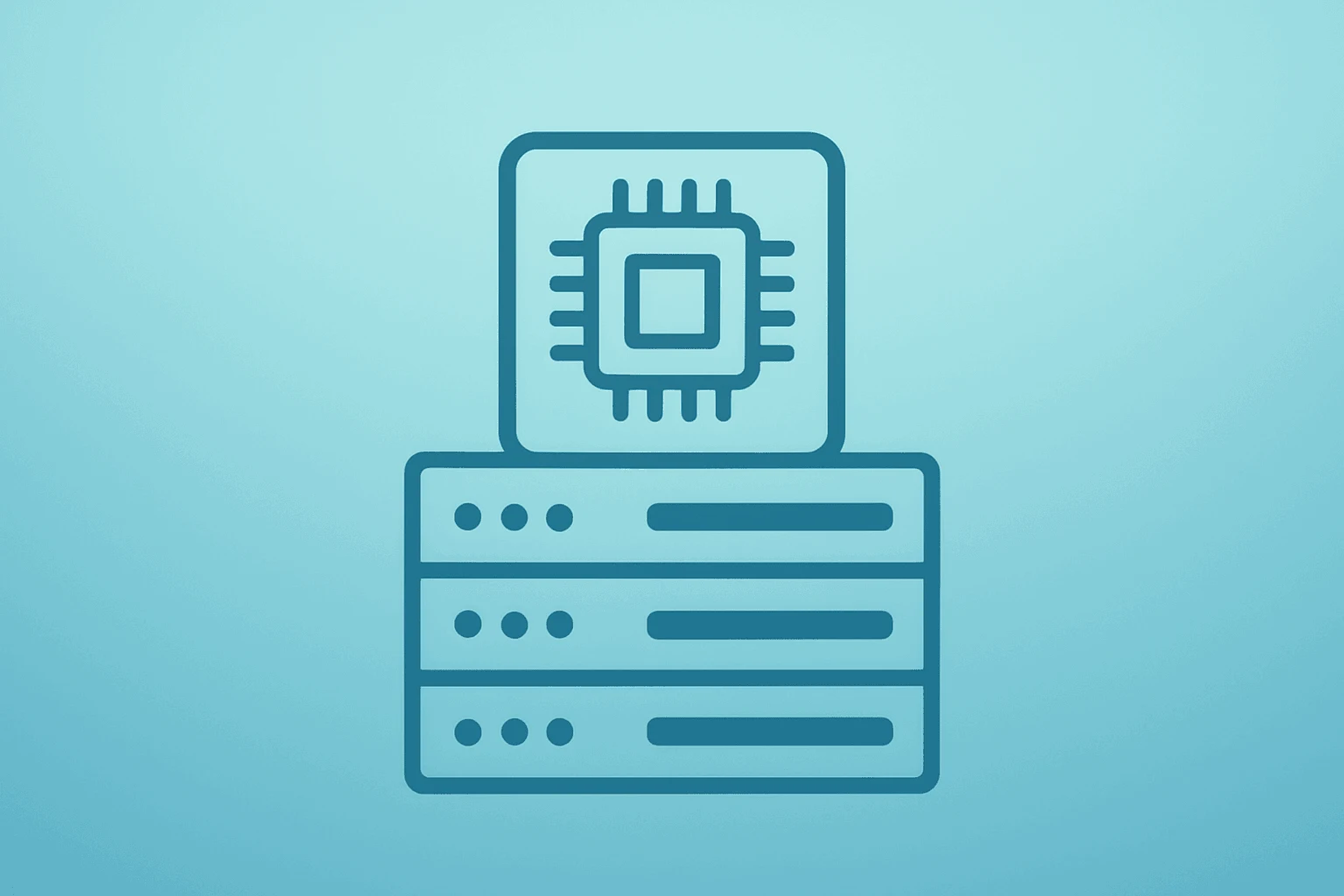 Flat vector server rack with a stylized OpenAI Jalapeño chip symbolizing a custom AI inference chip and datacenter scale.
