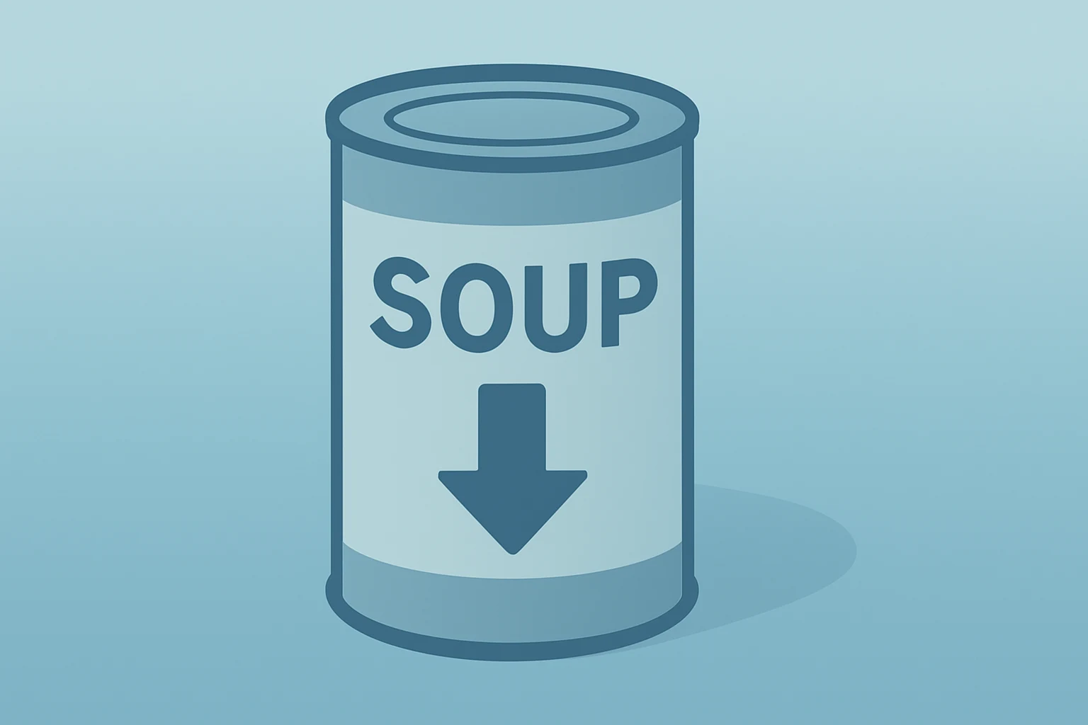 Flat filled vector of a soup can with dimming soft light representing Campbell's Q1 earnings sales beat and margin pressure.