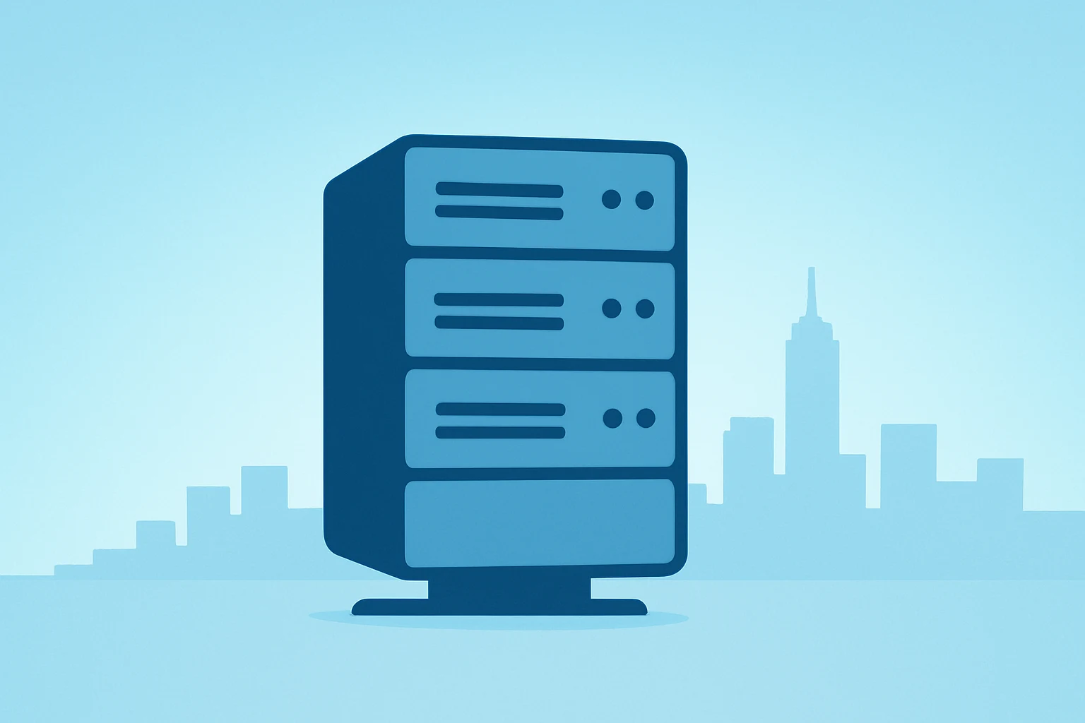 Flat vector of a server relocating toward a coastal skyline to symbolize the Palantir headquarters move and investor focus