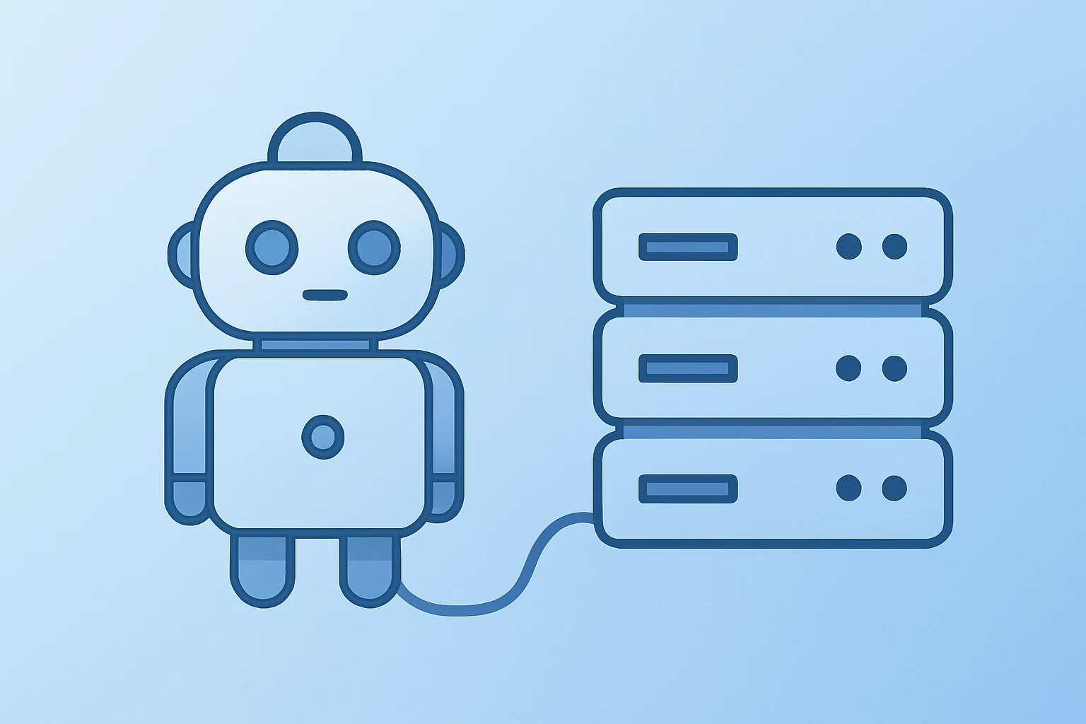 Flat vector of robot chassis absorbing server compute, reflecting OpenAI discontinues Sora and robotics pivot.