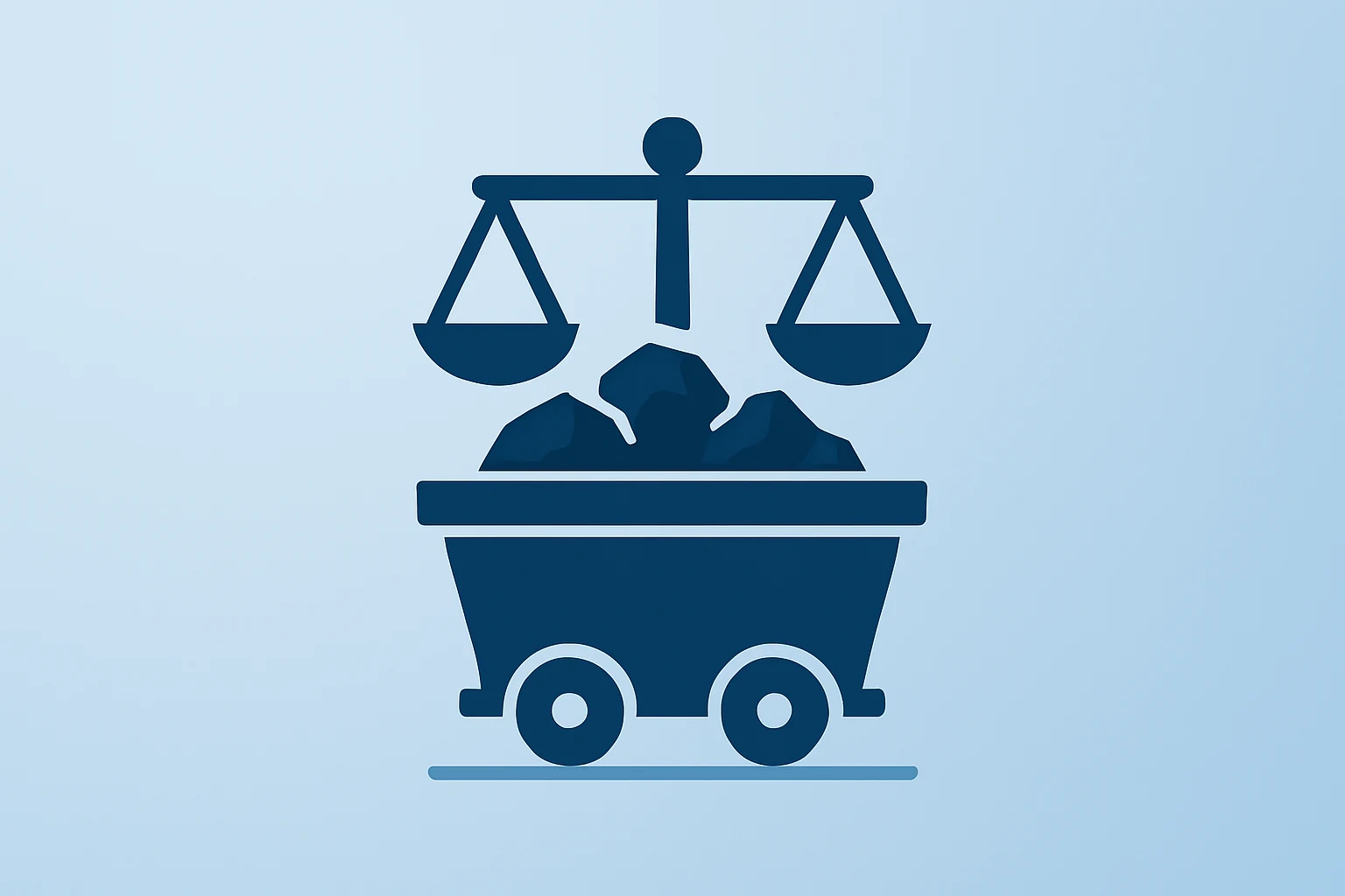 Flat filled vector of a cracked mining ore cart to symbolize the Rio Tinto Glencore merger deadline pressure